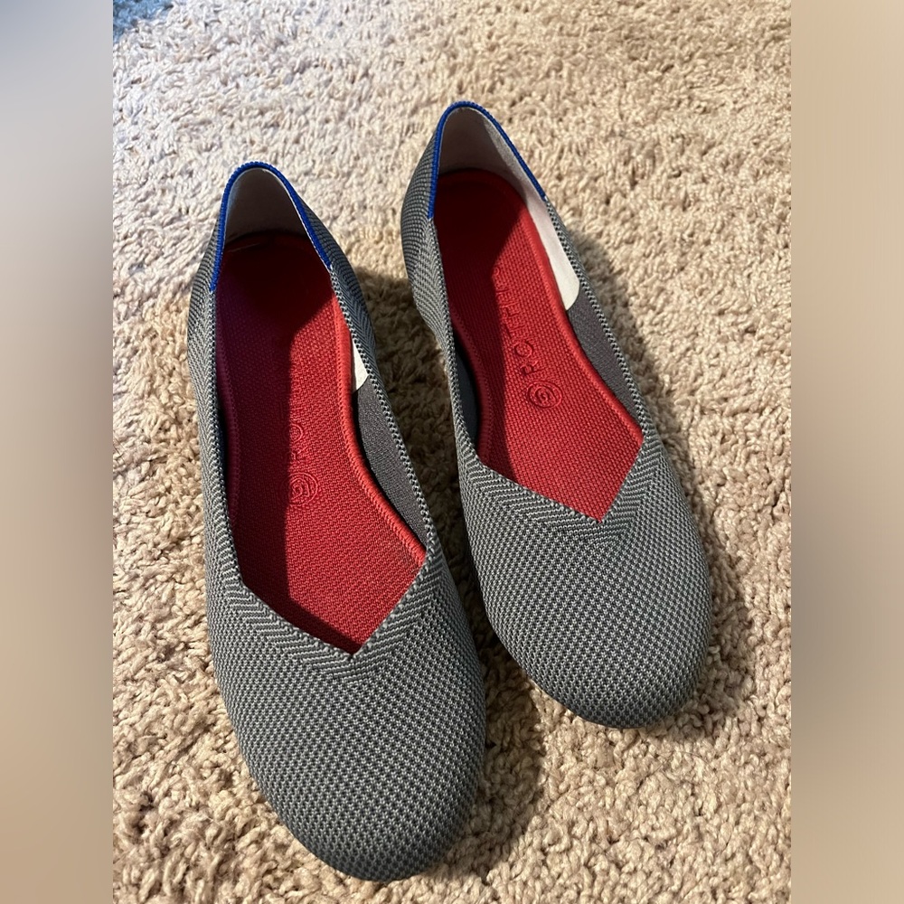 Rothy’s flats in gray with pink insole 9.5